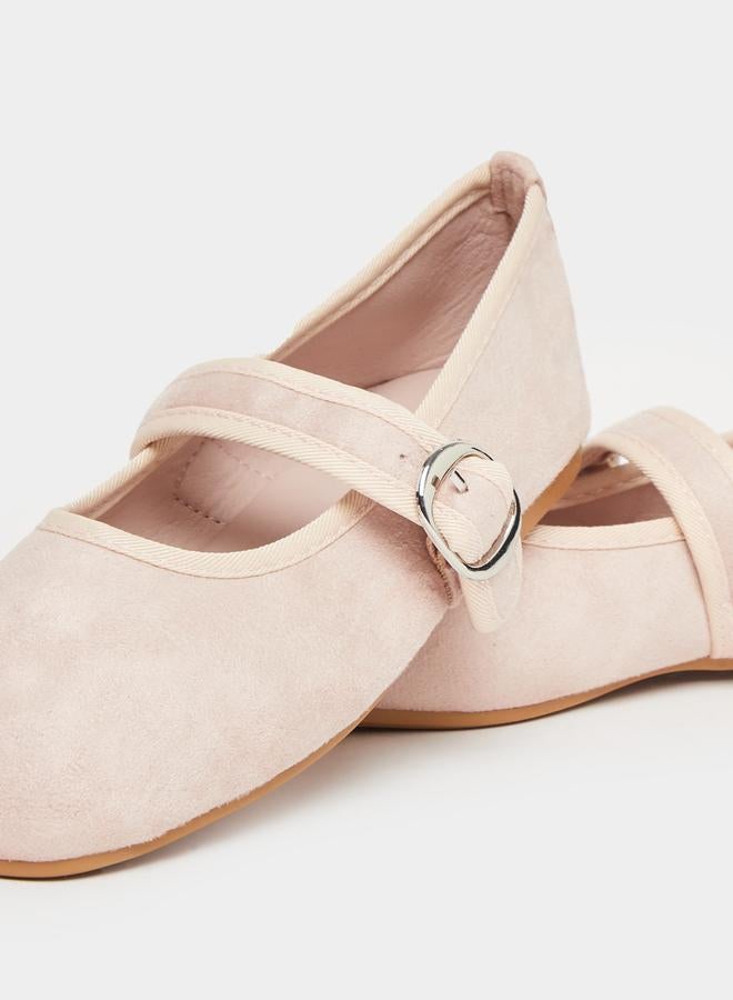Styli Girls Beige Buckle Ballerinas - Image 3